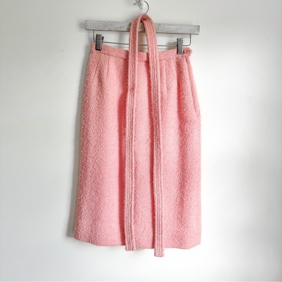 Sophisticates Vintage Pastel Pink Tweed Blazer Pencil Skirt Suit Set sz XS - Picture 15 of 16